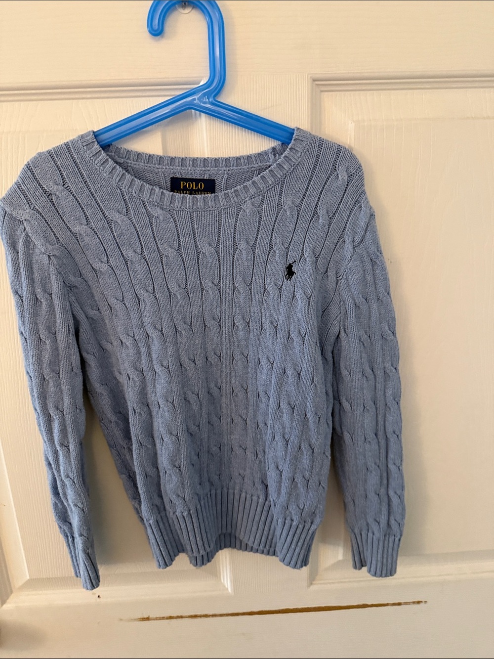 Polo by Ralph Lauren Powder Blue Cable Knit Crewneck Sweater